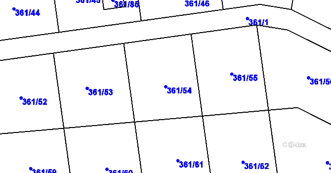 Parcela st. 361/54 v KÚ Mstišov, Katastrální mapa