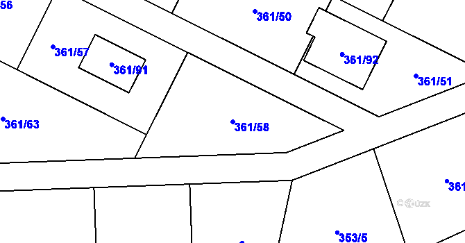 Parcela st. 361/58 v KÚ Mstišov, Katastrální mapa
