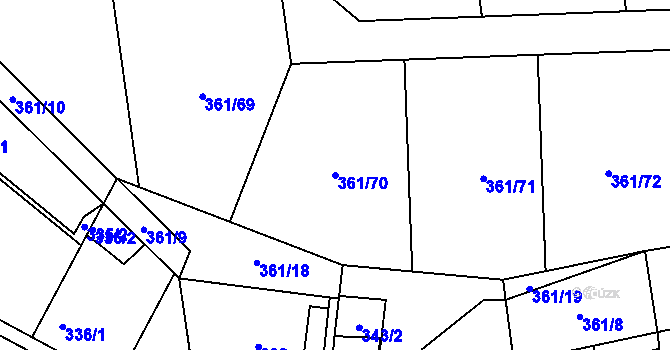 Parcela st. 361/70 v KÚ Mstišov, Katastrální mapa