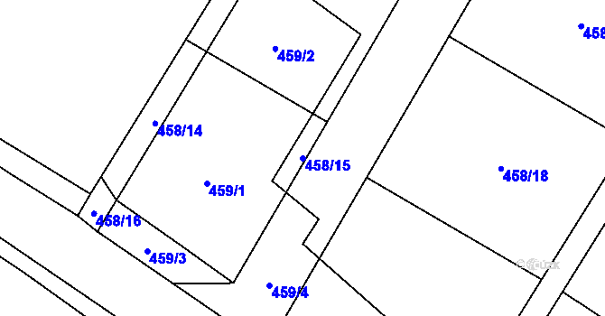 Parcela st. 458/15 v KÚ Mstišov, Katastrální mapa