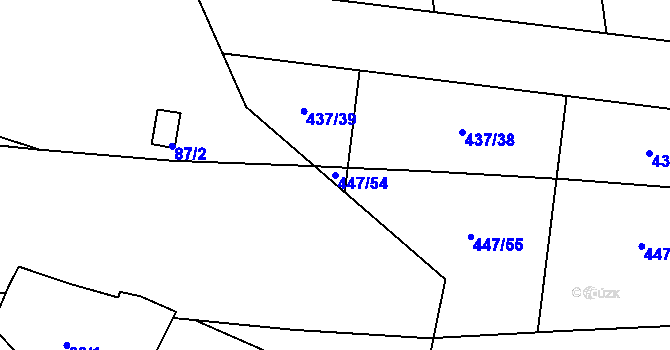 Parcela st. 447/54 v KÚ Mstišov, Katastrální mapa
