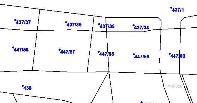 Parcela st. 447/58 v KÚ Mstišov, Katastrální mapa