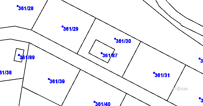 Parcela st. 361/87 v KÚ Mstišov, Katastrální mapa