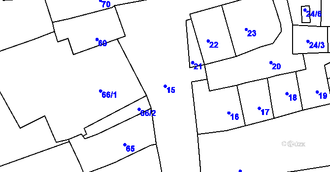 Parcela st. 15 v KÚ Mšec, Katastrální mapa