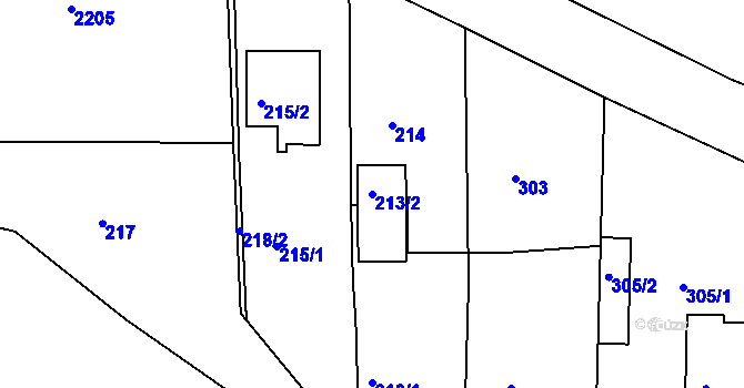 Parcela st. 213/2 v KÚ Mšec, Katastrální mapa