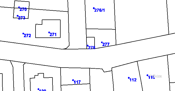 Parcela st. 278 v KÚ Mšec, Katastrální mapa