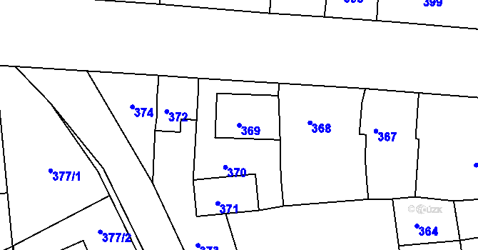 Parcela st. 369 v KÚ Mšec, Katastrální mapa