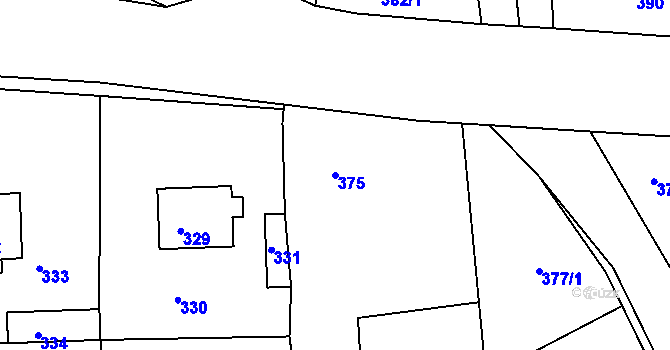 Parcela st. 375 v KÚ Mšec, Katastrální mapa