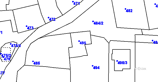 Parcela st. 495 v KÚ Mšec, Katastrální mapa