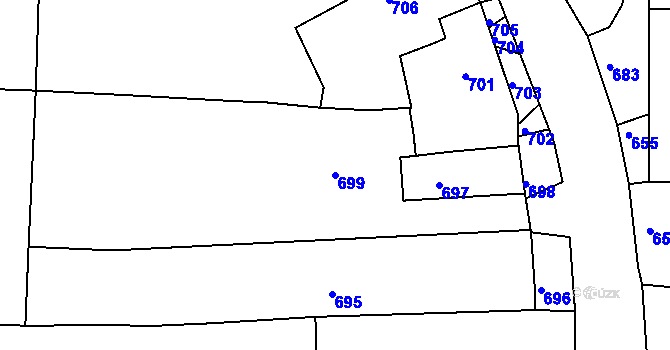 Parcela st. 699 v KÚ Mšec, Katastrální mapa