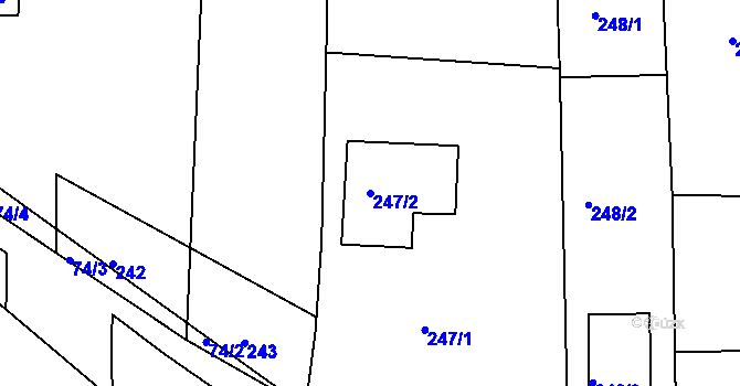 Parcela st. 247/2 v KÚ Mšec, Katastrální mapa