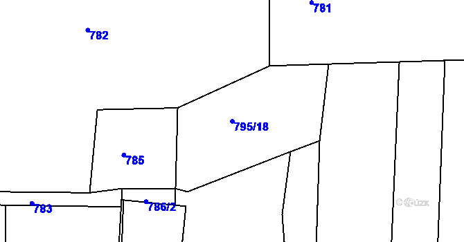 Parcela st. 795/18 v KÚ Mšec, Katastrální mapa