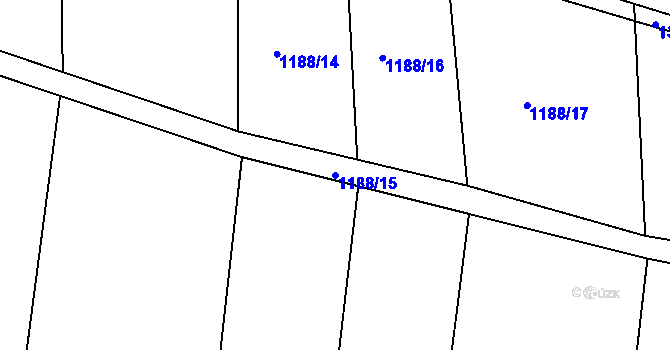 Parcela st. 1188/15 v KÚ Mšec, Katastrální mapa