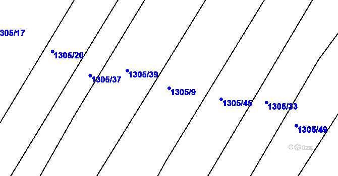 Parcela st. 1305/9 v KÚ Mšec, Katastrální mapa