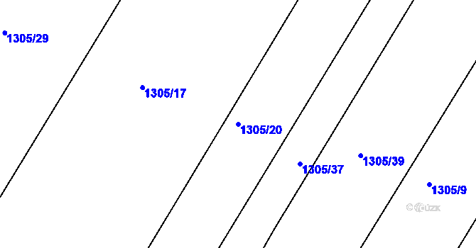 Parcela st. 1305/20 v KÚ Mšec, Katastrální mapa