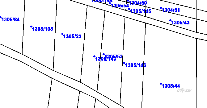 Parcela st. 1305/53 v KÚ Mšec, Katastrální mapa