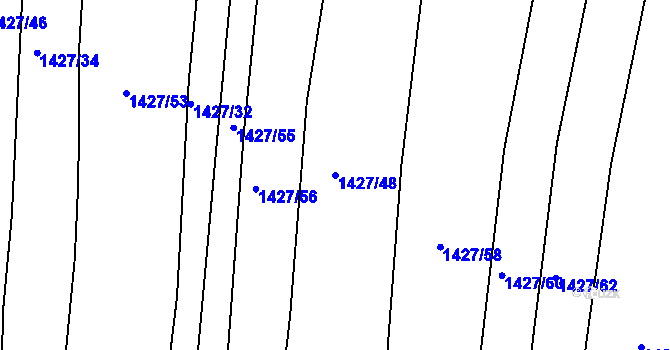 Parcela st. 1427/48 v KÚ Mšec, Katastrální mapa