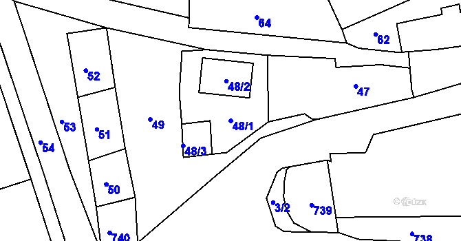 Parcela st. 48/1 v KÚ Mšec, Katastrální mapa