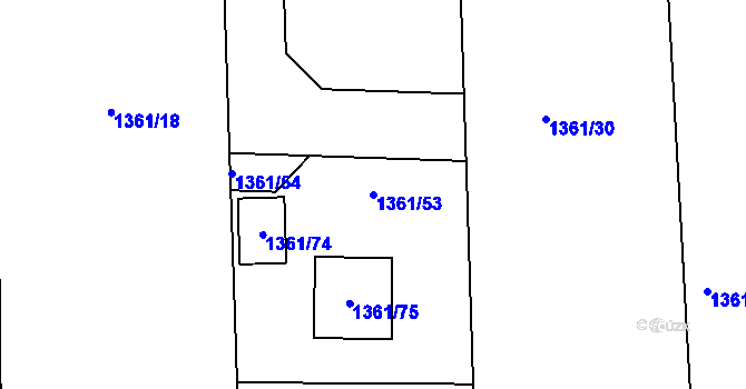 Parcela st. 1361/53 v KÚ Mšec, Katastrální mapa