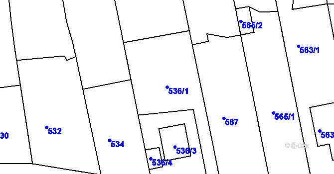 Parcela st. 536/1 v KÚ Mšec, Katastrální mapa