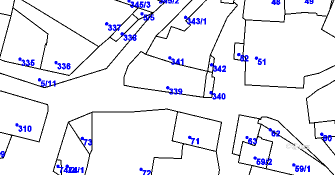 Parcela st. 339 v KÚ Mšecké Žehrovice, Katastrální mapa