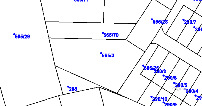 Parcela st. 565/3 v KÚ Mšecké Žehrovice, Katastrální mapa
