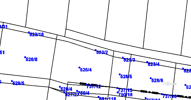 Parcela st. 523/2 v KÚ Mšecké Žehrovice, Katastrální mapa