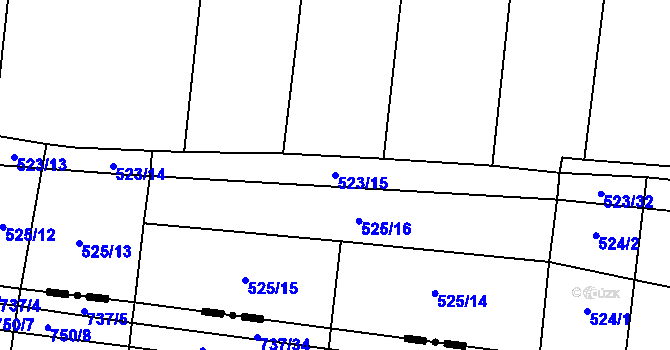 Parcela st. 523/15 v KÚ Mšecké Žehrovice, Katastrální mapa