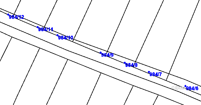 Parcela st. 984/9 v KÚ Mšecké Žehrovice, Katastrální mapa