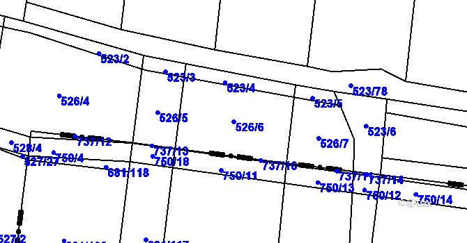 Parcela st. 526/6 v KÚ Mšecké Žehrovice, Katastrální mapa