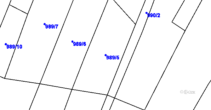 Parcela st. 989/5 v KÚ Mšecké Žehrovice, Katastrální mapa