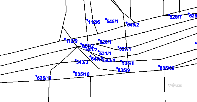 Parcela st. 531/1 v KÚ Mšecké Žehrovice, Katastrální mapa
