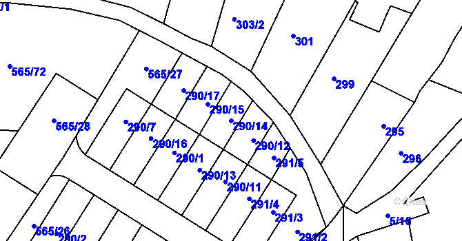 Parcela st. 290/14 v KÚ Mšecké Žehrovice, Katastrální mapa