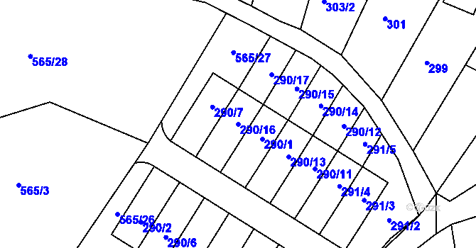 Parcela st. 290/16 v KÚ Mšecké Žehrovice, Katastrální mapa