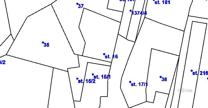 Parcela st. 16 v KÚ Mšené-lázně, Katastrální mapa