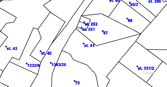 Parcela st. 41 v KÚ Mšené-lázně, Katastrální mapa