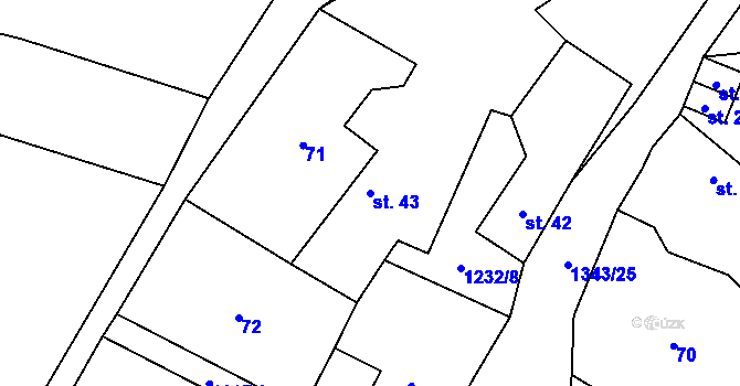 Parcela st. 43 v KÚ Mšené-lázně, Katastrální mapa