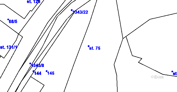 Parcela st. 75 v KÚ Mšené-lázně, Katastrální mapa