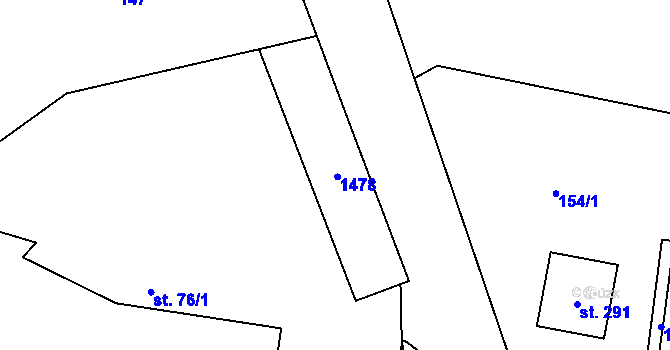 Parcela st. 76/3 v KÚ Mšené-lázně, Katastrální mapa