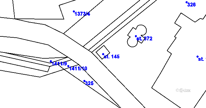 Parcela st. 145 v KÚ Mšené-lázně, Katastrální mapa