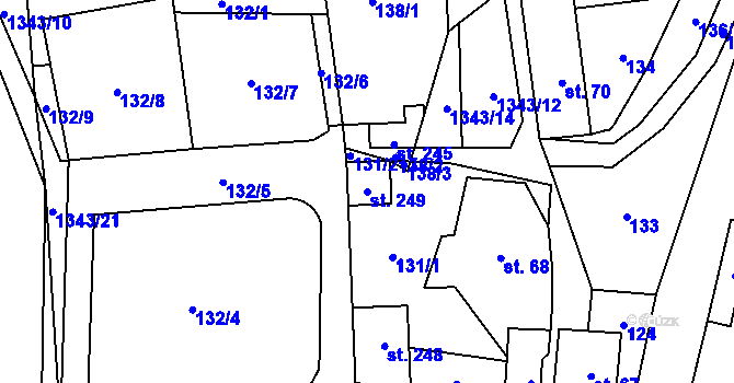 Parcela st. 249 v KÚ Mšené-lázně, Katastrální mapa