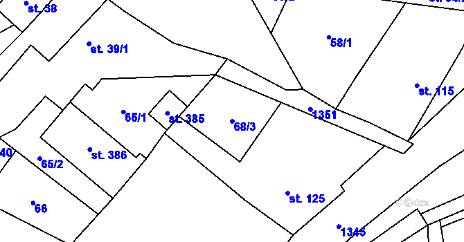 Parcela st. 68/3 v KÚ Mšené-lázně, Katastrální mapa