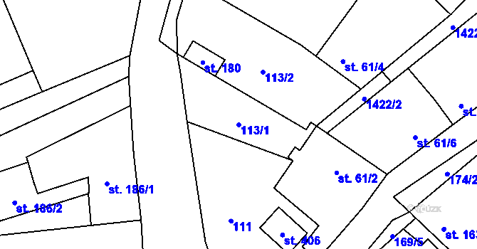 Parcela st. 113/1 v KÚ Mšené-lázně, Katastrální mapa