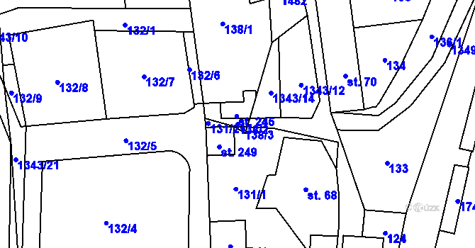 Parcela st. 138/2 v KÚ Mšené-lázně, Katastrální mapa