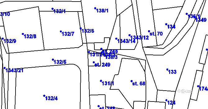 Parcela st. 138/3 v KÚ Mšené-lázně, Katastrální mapa