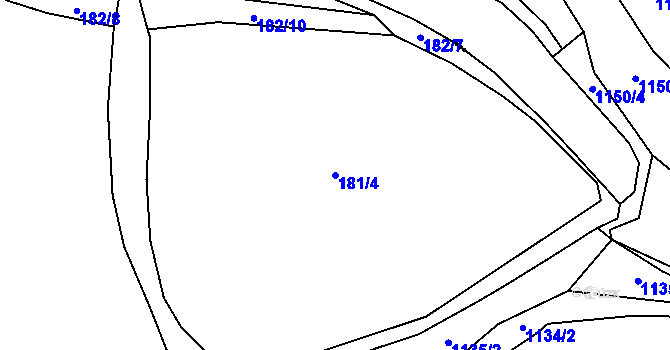 Parcela st. 181/4 v KÚ Mšené-lázně, Katastrální mapa