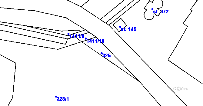 Parcela st. 325 v KÚ Mšené-lázně, Katastrální mapa