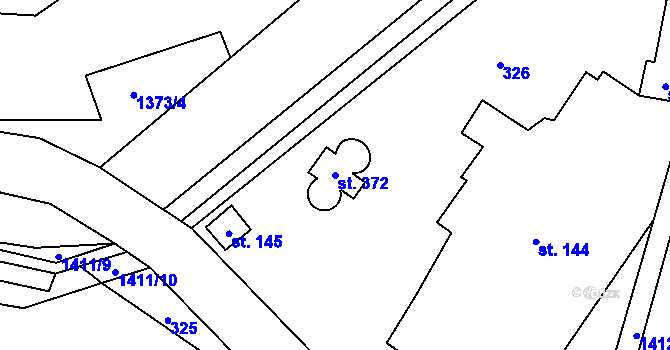 Parcela st. 372 v KÚ Mšené-lázně, Katastrální mapa