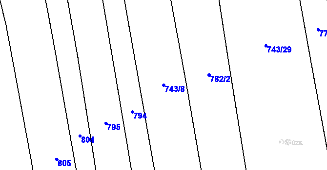 Parcela st. 743/8 v KÚ Mšené-lázně, Katastrální mapa