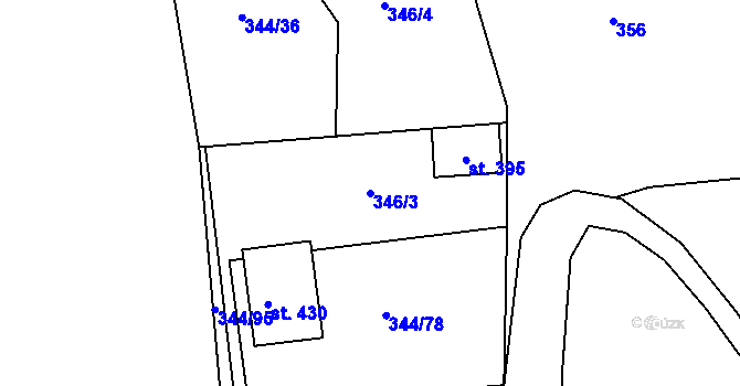 Parcela st. 346/3 v KÚ Mšené-lázně, Katastrální mapa